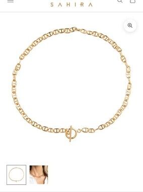 Sahira Taylor Polished Gold Link Necklace with Toggle Clasp